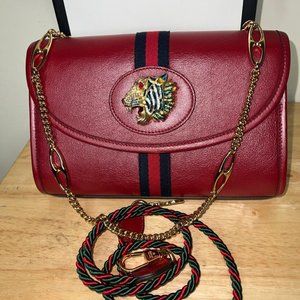 Gucci Rajah Web Chain Shoulder Bag Leather Small